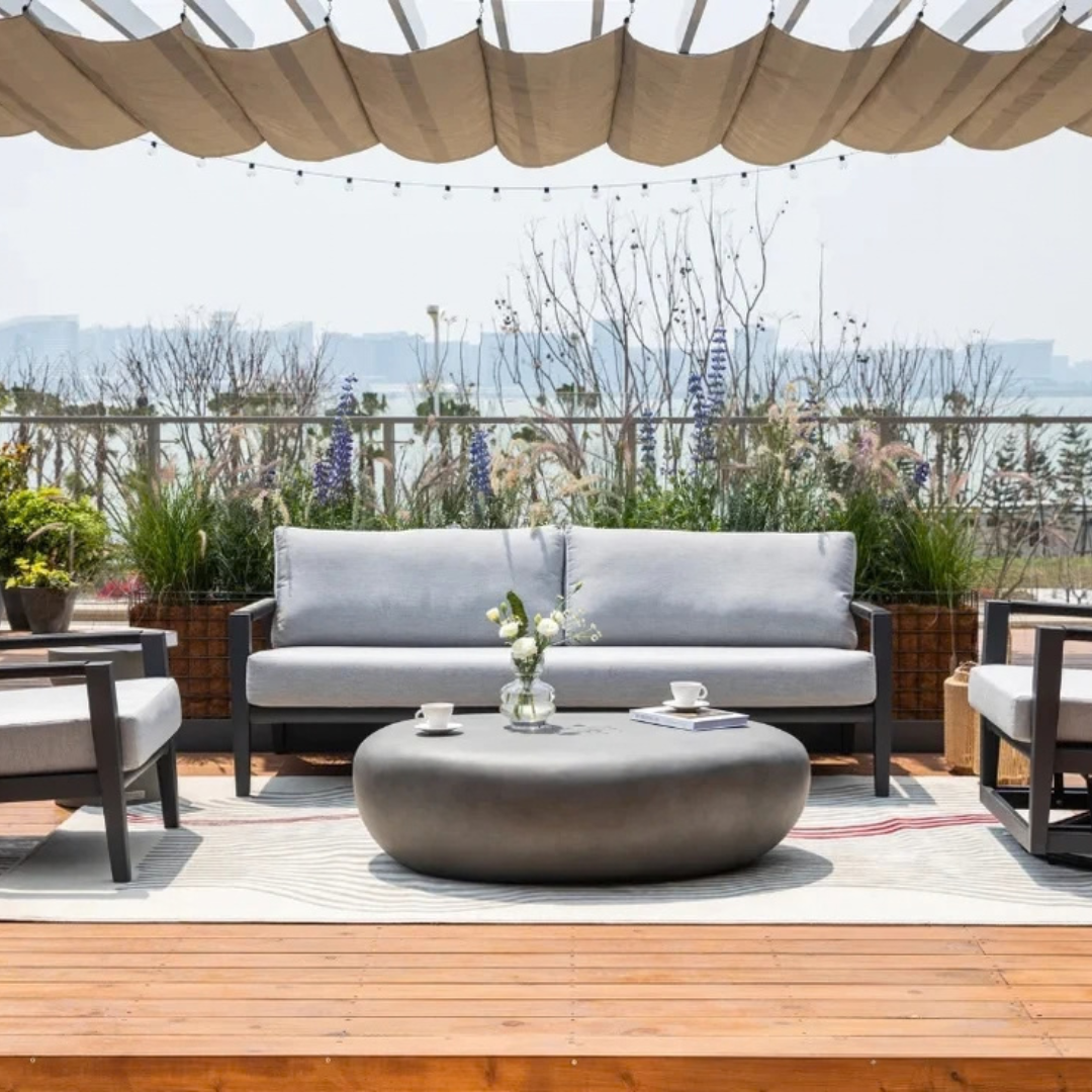 Elementi Laguna Outdoor Aluminum 3-Seat Sofa with Sunbrella® Cushions
