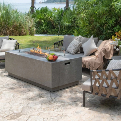 Elementi Andes 66" Concrete Fire Table with Built-In Tank Storage