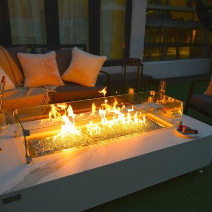 ELEMENTI PLUS ATHENS Porcelain Top Fire Table- Bianco White