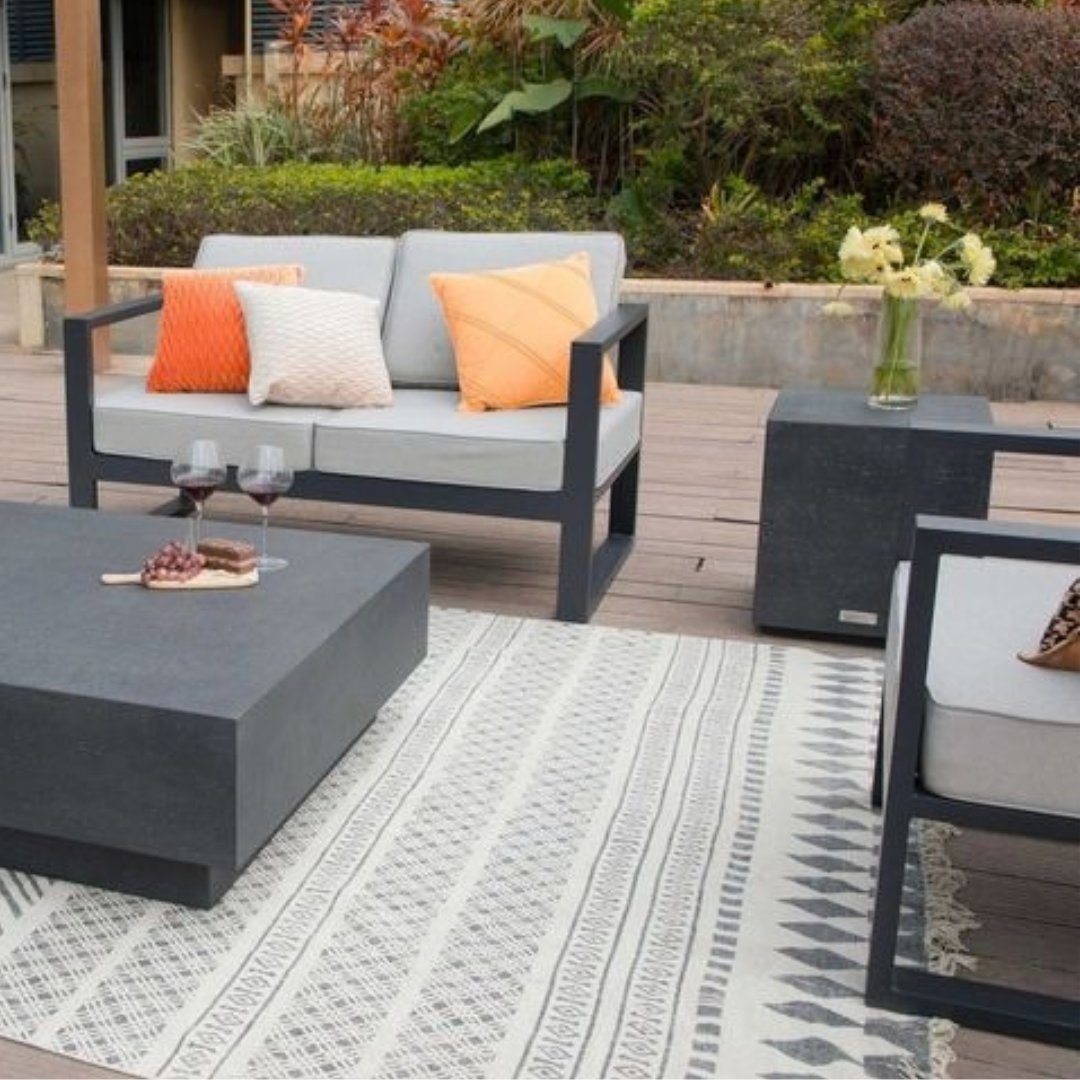 Elementi Tevere Slate Black 18" Square Concrete Side Table