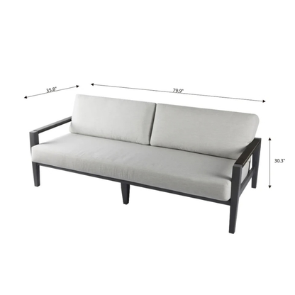 Elementi Laguna Outdoor Aluminum 3-Seat Sofa with Sunbrella® Cushions