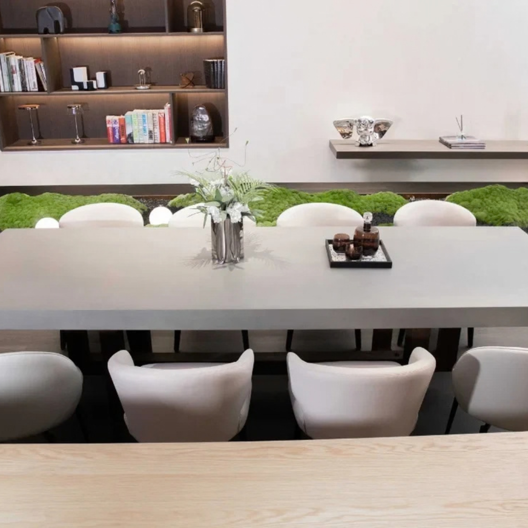 Elementi Home Malaga 96" Medium Rectangular Space Grey Concrete Dining Table