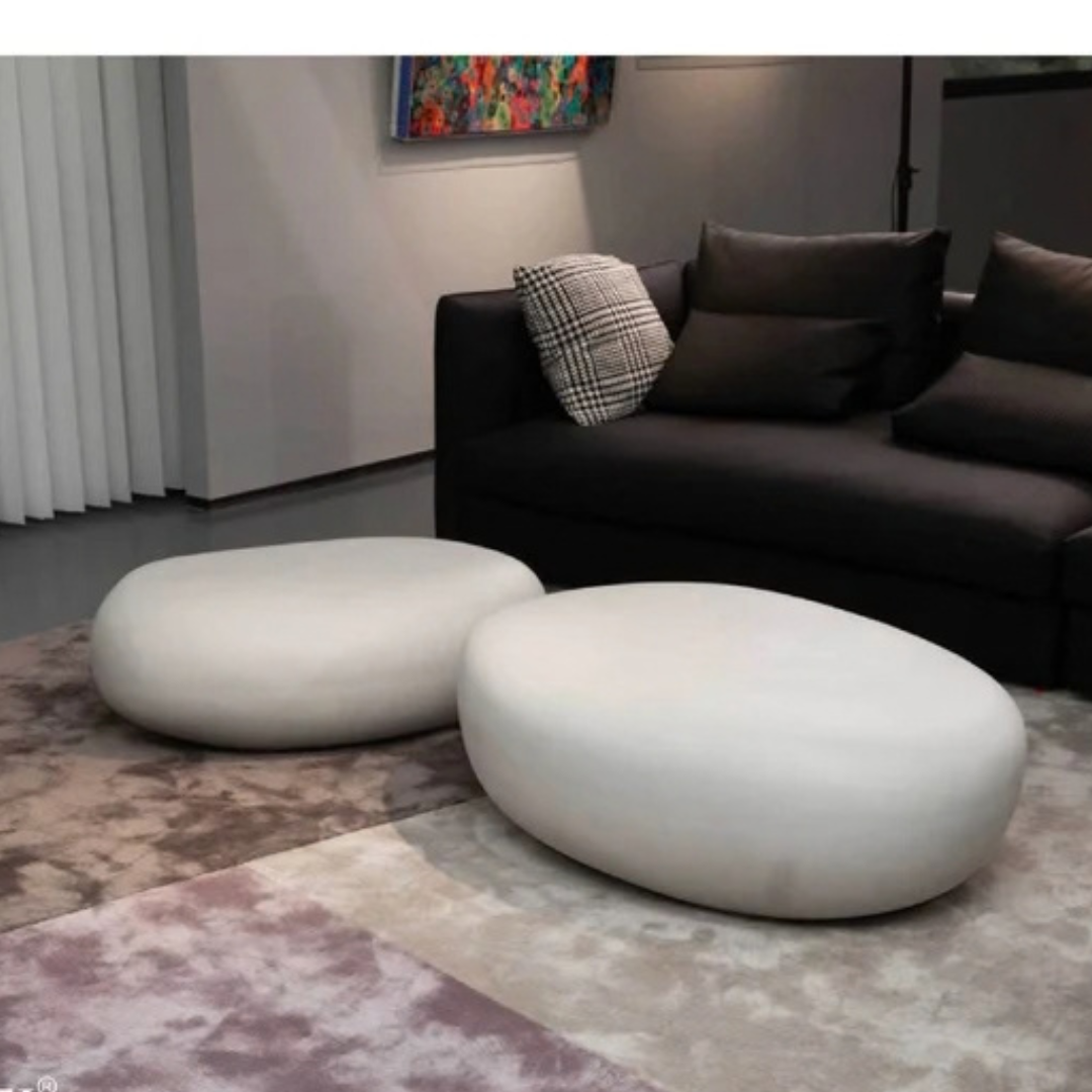Elementi Home Hawaii 48" Large Cream White Concrete Pebble Table