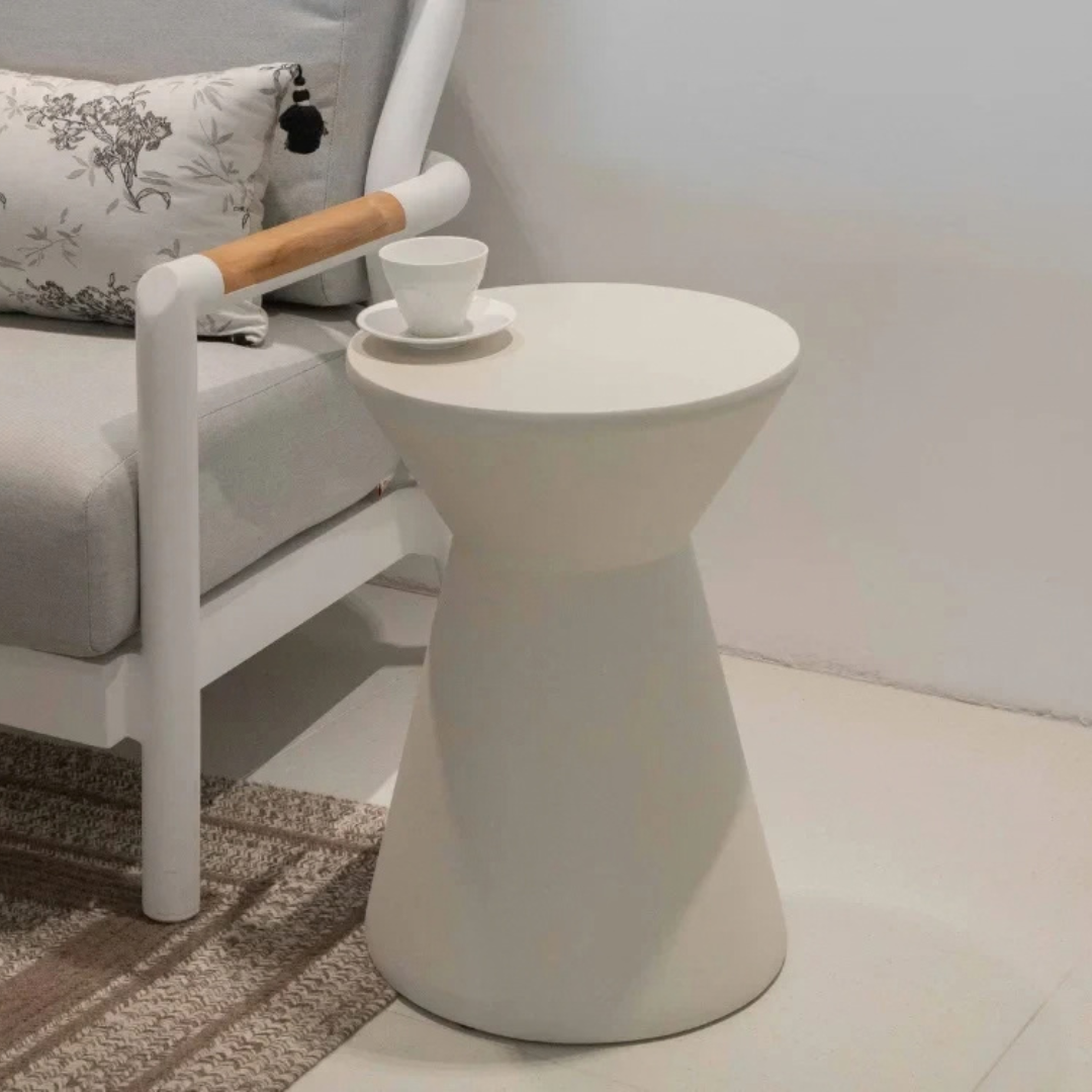 Elementi Rome Cream White 13.8" Concrete Side table Small