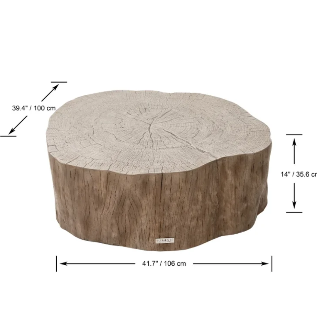 Elementi Daintree 42" Concrete Coffee Table- Red Wood