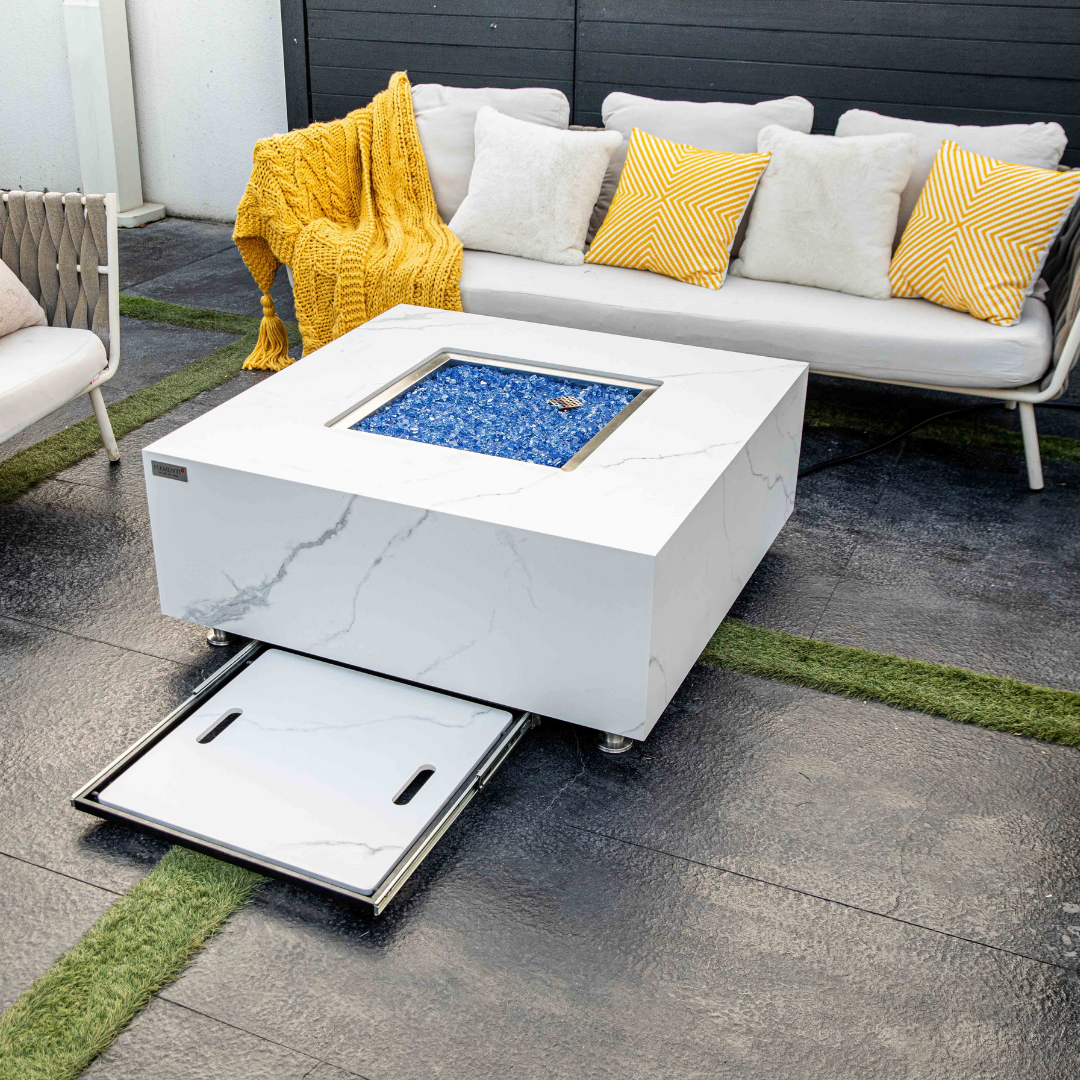 ELEMENTI PLUS BIANCO Marble Porcelain Fire Table