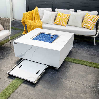 ELEMENTI PLUS BIANCO Marble Porcelain Fire Table