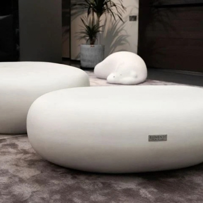 Elementi Home Hawaii 48" Large Cream White Concrete Pebble Table