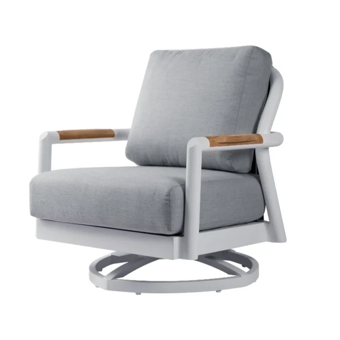 Elementi Santorini Outdoor Aluminum Swivel Chair with Sunbrella® Cushions