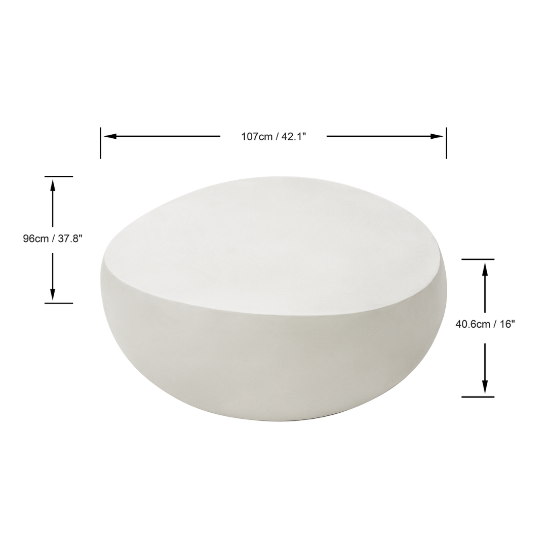 Elementi IKARIA Cobble Coffee Table - Cream White