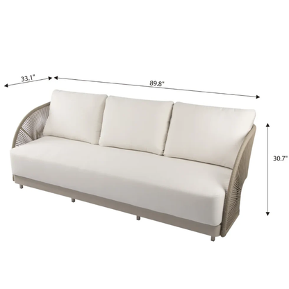Elementi Malibu Outdoor Aluminum 3-Seat Sofa with Sunbrella® Cushions