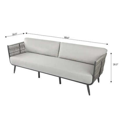 Elementi Milano Outdoor Aluminum 3-Seat Sofa with Sunbrella® Cushions