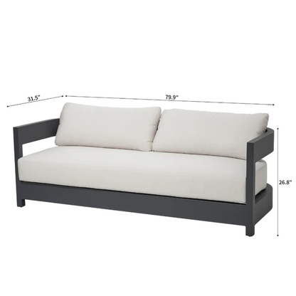 Elementi Monaco 80" Powder-Coated Aluminum Patio Sofa with Sunbrella® Cushions