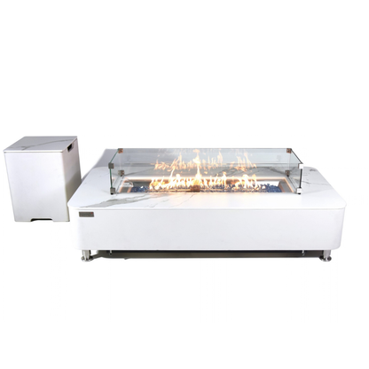 ELEMENTI PLUS ATHENS Porcelain Top Fire Table- Bianco White