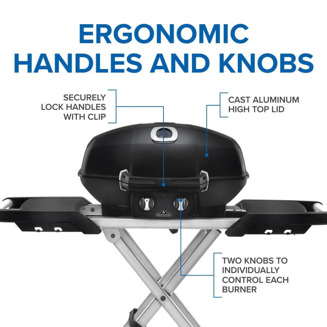 Napoleon TravelQ™ PRO285X Portable Propane Gas Grill with Scissor Cart (Black)