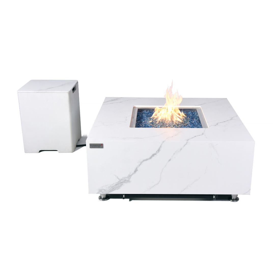 ELEMENTI PLUS BIANCO Marble Porcelain Fire Table