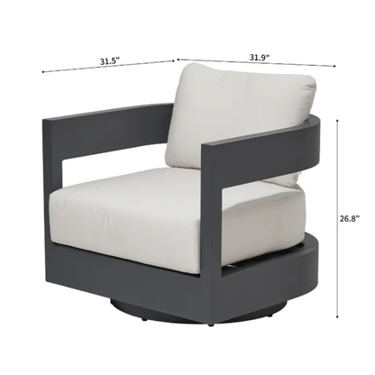 Elementi Monaco Powder-Coated Aluminum Patio Swivel Chair - Canvas Canvas Chair with Sunbrella® Cushions