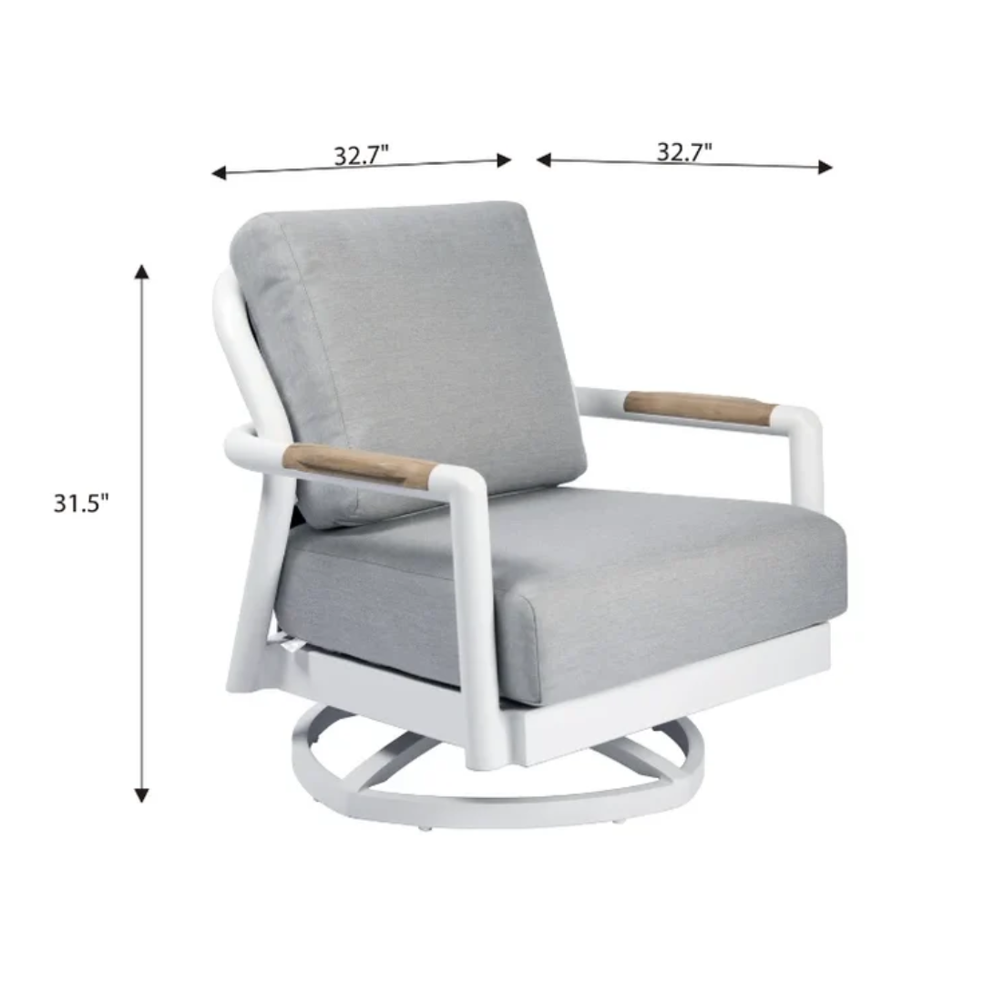 Elementi Santorini Outdoor Aluminum Swivel Chair with Sunbrella® Cushions