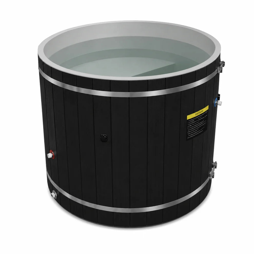 ***New 2026 Model*** Dynamic Cold Therapy PVC Barrel Cold Plunge - Black Exterior