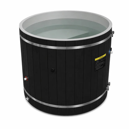 ***New 2026 Model*** Dynamic Cold Therapy PVC Barrel Cold Plunge - Black Exterior