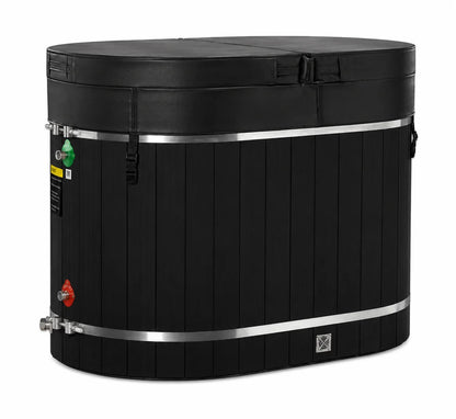 ***New 2026 Model*** DCT Oval Barrel Tub Cold Plunge (50-P) Pacific Cedar - 3/4 IN-OUT without Motor - Black Exterior