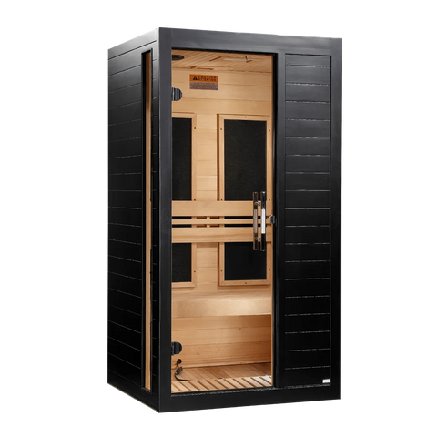 ***New 2026 Model*** Dynamic "Veneto" Black Finish 1-2 Person Low EMF FAR IR Sauna (DYN-6115-06)