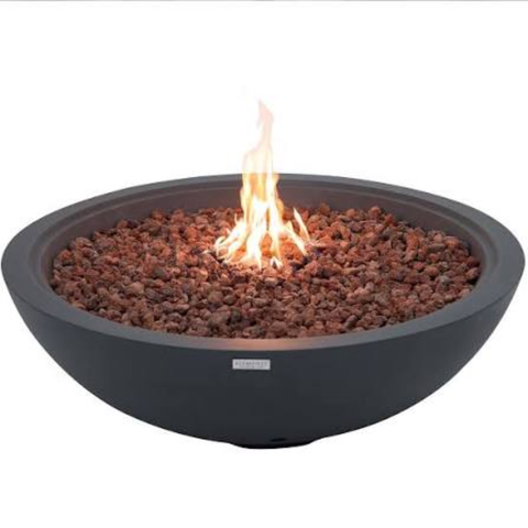 Elementi Rose Bowl 48" Round Dark Gray Concrete Liquid Propane Fire Pit
