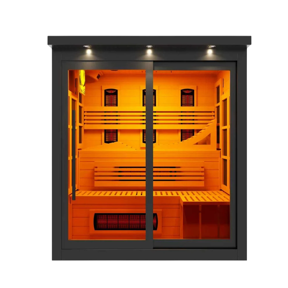 ***New 2026 Model*** Golden Designs 6 Person, Black Near Zero EMF Far IR Sauna (GDI-6996-03-FS)