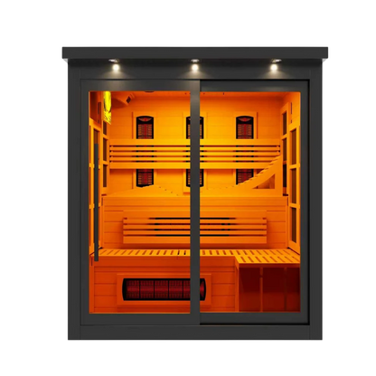***New 2026 Model*** Golden Designs 6 Person, Black Near Zero EMF Far IR Sauna (GDI-6996-03-FS)