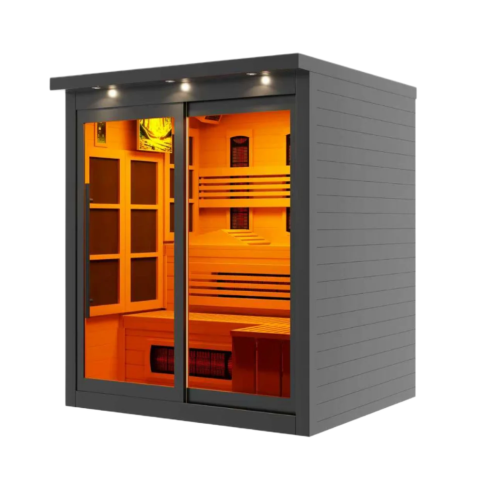 ***New 2026 Model*** Golden Designs 6 Person, Black Near Zero EMF Far IR Sauna (GDI-6996-03-FS)