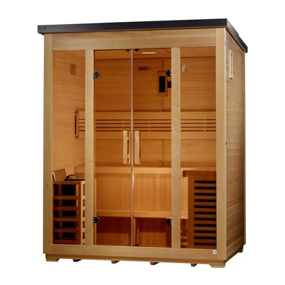 ***New 2026 Model*** Golden Designs "Vorarlberg" 5 Person Traditional Flat Roof Outdoor Sauna (GDI-8005-01)