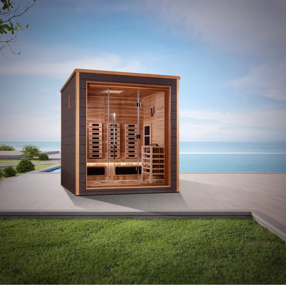 Golden Designs "Visby" 3 Person Outdoor-Indoor PureTech™ Hybrid Full Spectrum Sauna (GDI-8223-01)
