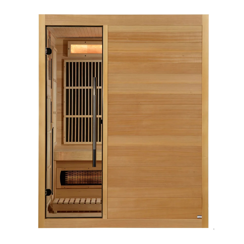 2026 Golden Designs "Soria" 3 Person Hybrid Sauna (Indoor) Full Spectrum and Harvia Traditional Stove (GDI-8330-01)