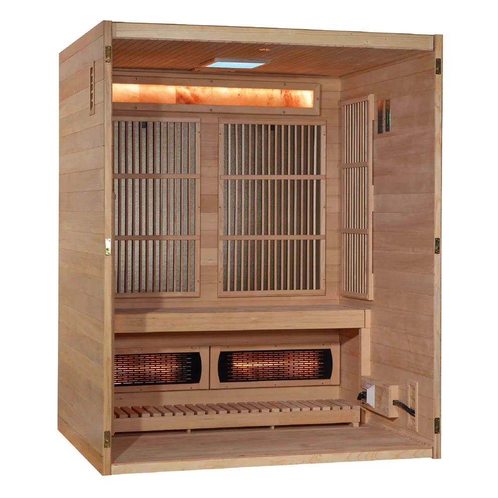 2026 Golden Designs "Soria" 3 Person Hybrid Sauna (Indoor) Full Spectrum and Harvia Traditional Stove (GDI-8330-01)