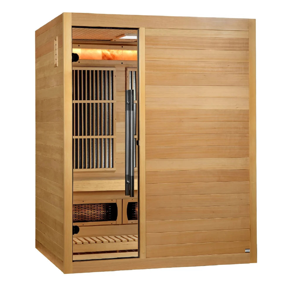 2026 Golden Designs "Soria" 3 Person Hybrid Sauna (Indoor) Full Spectrum and Harvia Traditional Stove (GDI-8330-01)