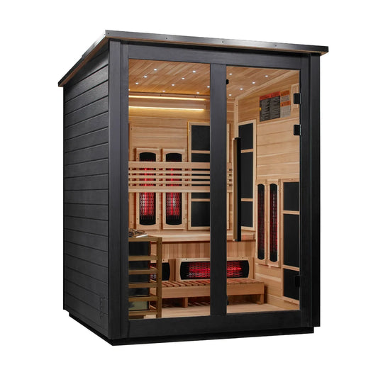 ***New 2026 Model*** Golden Designs "Loviisa" 3 Person, Black Barn Hybrid (PureTech™ Full Spectrum IR or Traditional Stove) Outdoor Sauna (GDI-8523-04)