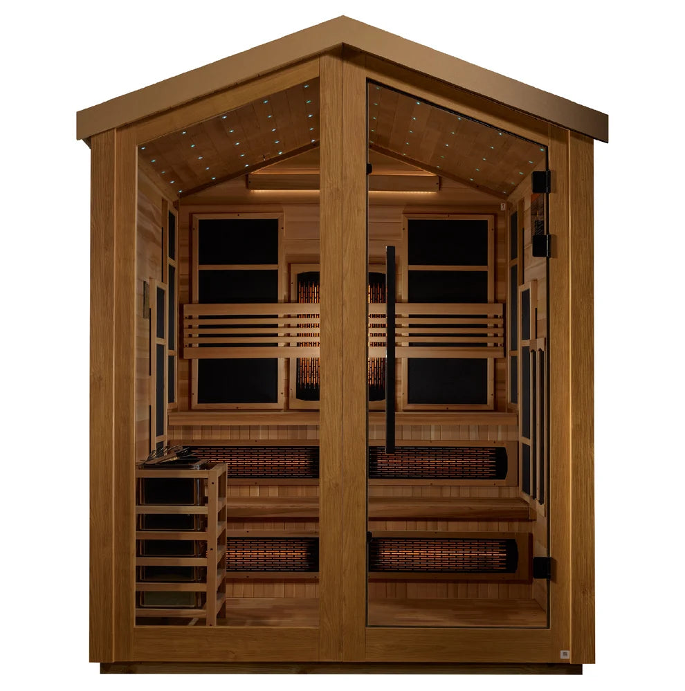 Golden Designs "Kaskinen" 6 Person Barn Hybrid (PureTech™ Full Spectrum IR or Traditional Stove) Outdoor Sauna (GDI-8526-01)