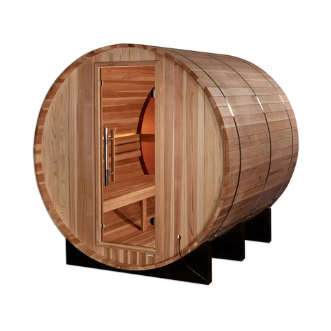 Golden Designs "Zurich" 4 Person Barrel with Bronze Privacy View Traditional Sauna (GDI-B024-01)