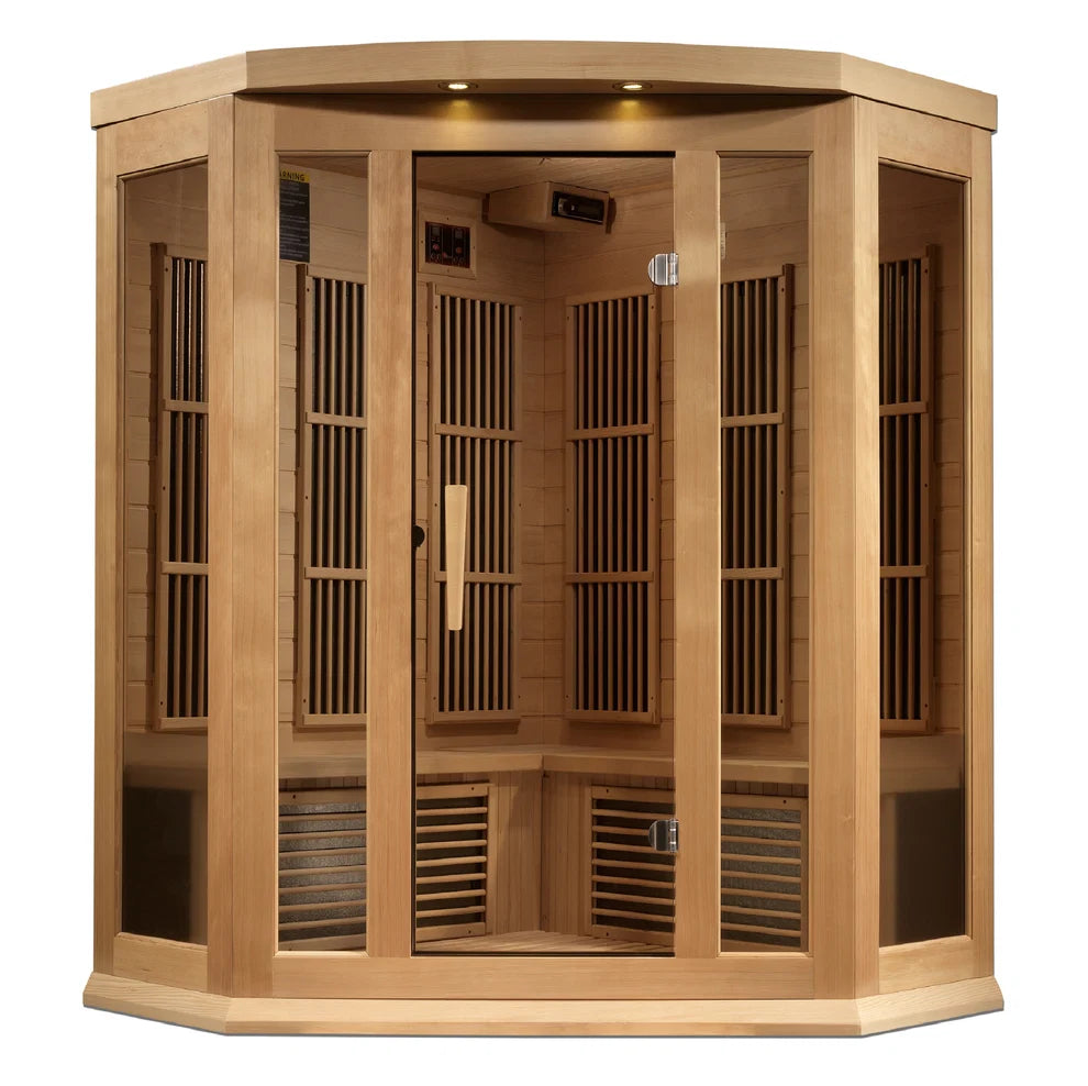 Maxxus 3 Person Corner Near Zero EMF FAR IR Sauna (MX-K356-01-ZF HEM)