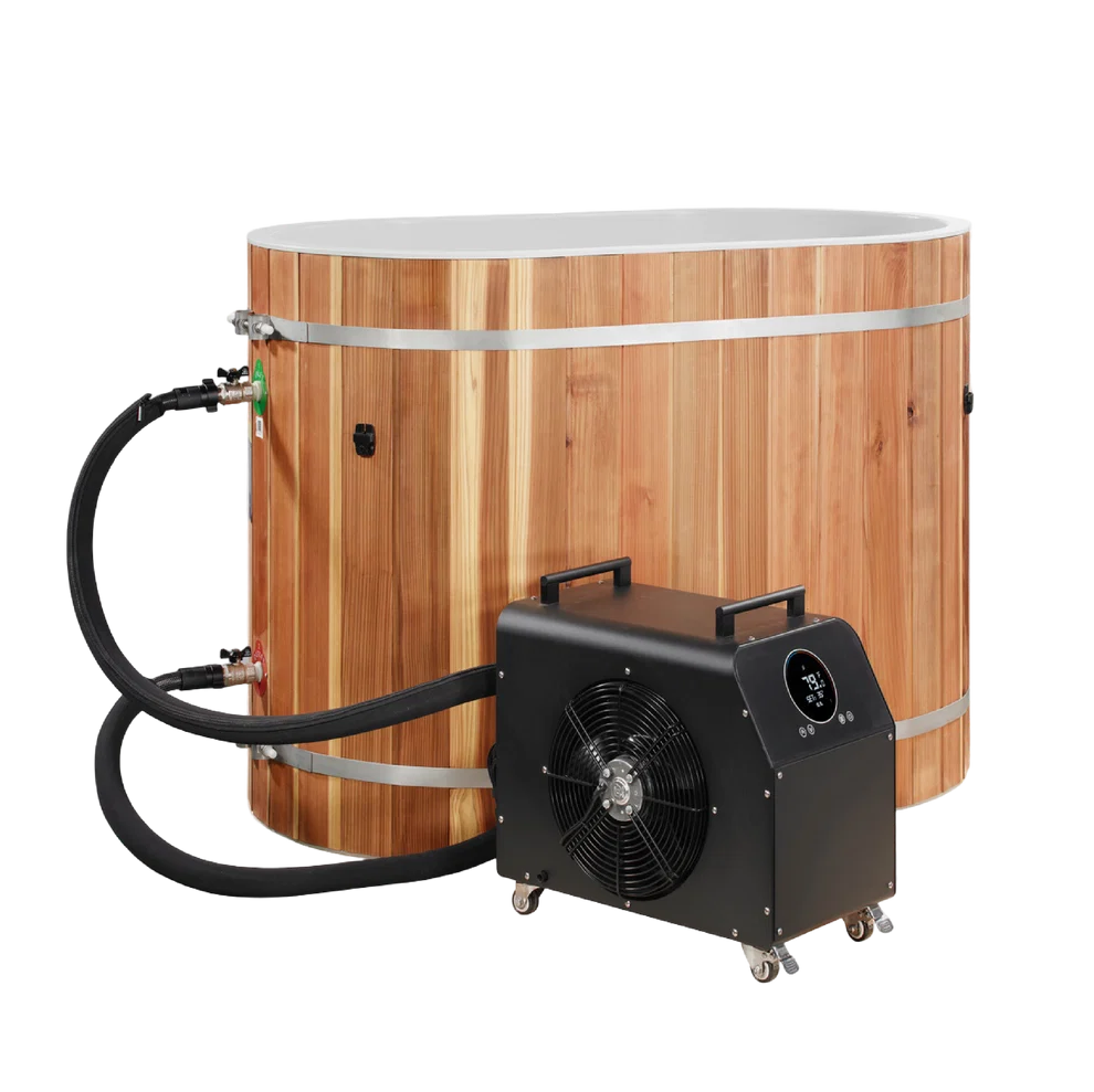 DCT Oval Barrel Tub Cold Plunge (50-P) Pacific Cedar - 3/4 IN-OUT without Motor