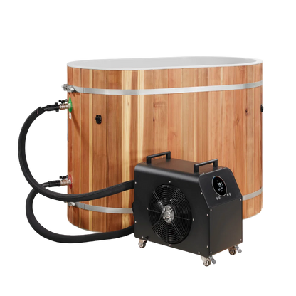 DCT Oval Barrel Tub Cold Plunge (50-P) Pacific Cedar - 3/4 IN-OUT without Motor