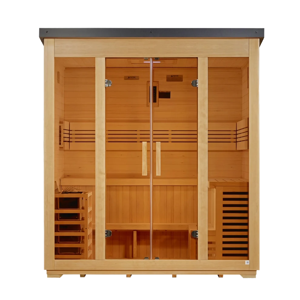 ***New 2026 Model*** Golden Designs "Vorarlberg" 5 Person Traditional Flat Roof Outdoor Sauna (GDI-8005-01)