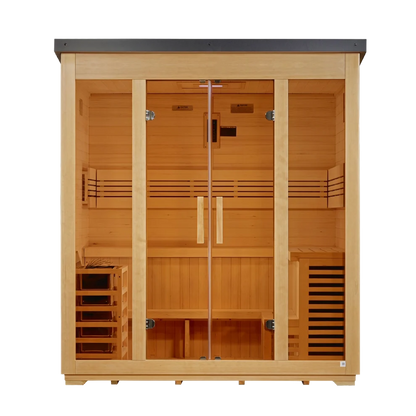***New 2026 Model*** Golden Designs "Vorarlberg" 5 Person Traditional Flat Roof Outdoor Sauna (GDI-8005-01)